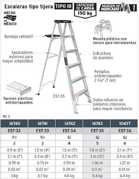 Escalera tipo tijera Truper 3 peldaños
