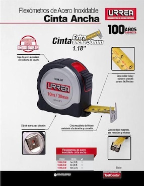 Flexómetro Urrea 1599LSW 10 m