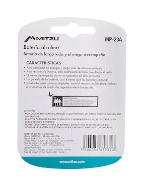 Baterías alcalinas 23 A Mitzu 12 V