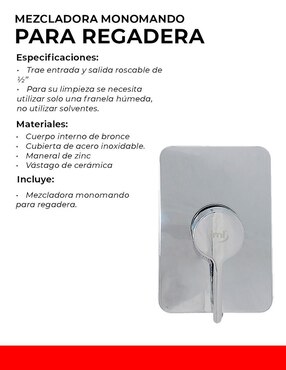 Monomando para regadera Iml