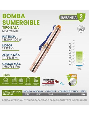 Bomba de agua sumergible Igoto 1.5 hp