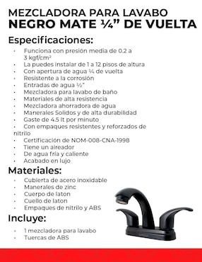 Llave mezcladora para lavabo Meer