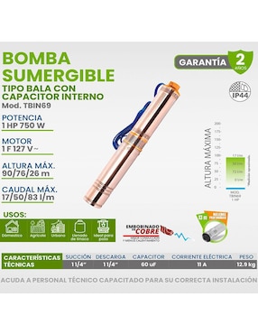 Bomba de agua sumergible Igoto 1 HP