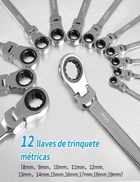 Set llave inglesa ajustable punta hexagonal