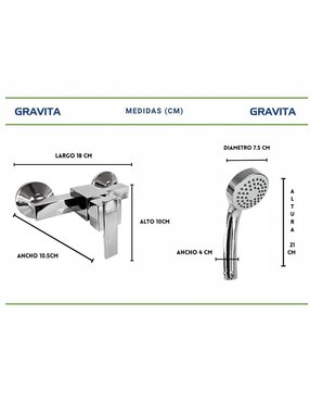Regadera para baño Gravita