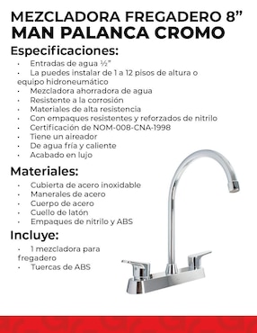 Llave mezcladora para cocina Urrea