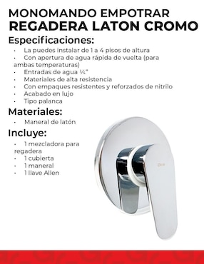 Monomando para regadera Dica