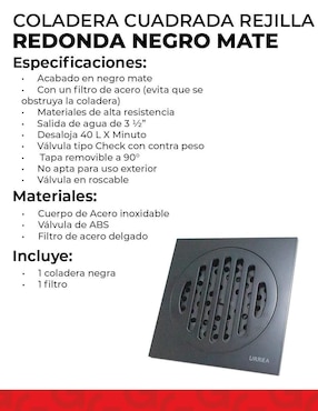 Resumidero para baño Urrea