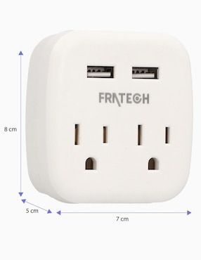 Multicontacto Fratech Adaptador de corriente de 2 salidas y 2 puertos usb