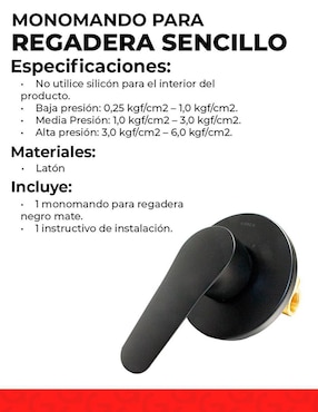 Monomando para regadera Urrea