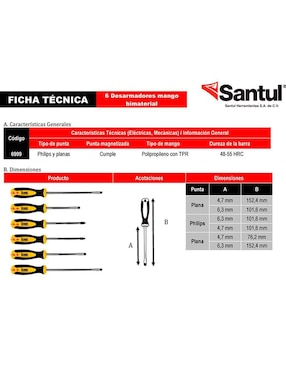 Set de desarmadores Keer S-6999 6 piezas