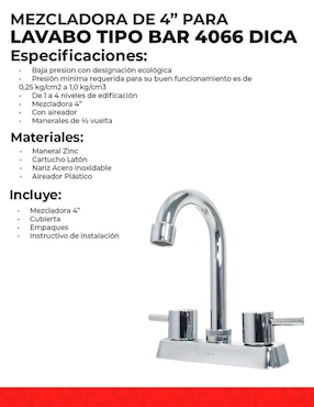 Llave mezcladora para lavabo Dica