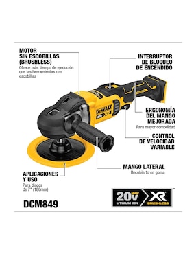 Pulidora orbital Dewalt DCM849B 1250 W