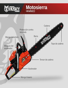 Motosierra a gasolina Swedish Husky Power hkm5822