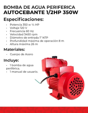 Bomba de agua periférica Santul 1/2 hp