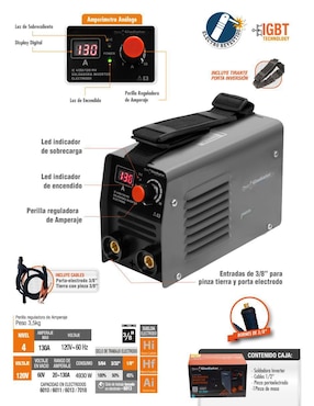 Soldadora Gladiator IE 4130/120 MX 130 A