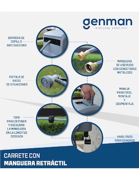 Manguera con carrete expandible Genman 25 metros