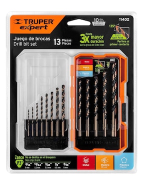 Juego de brocas para metal Truper con 13 piezas