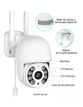 Cámara individual de seguridad Genérica alámbrica HD 360° capacidad para grabar para exterior