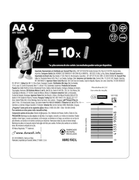 Batería AA alcalino Duracell 1.5 V