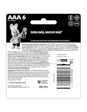 Batería AAA alcalino Duracell 1.5 V