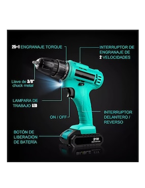 Set taladro atornillador inalámbrico Wünd W550ND de 21 V
