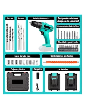 Set taladro atornillador inalámbrico Wünd W550ND de 21 V