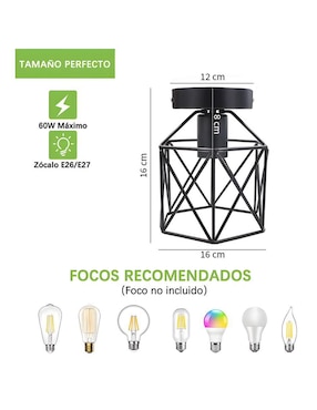 Lámpara de techo Incandescente y LED Wünd 2 piezas