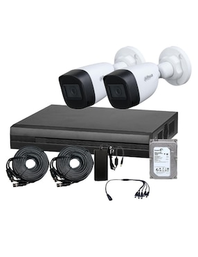 Kit 2 Cámaras De Seguridad Dahua Technolgy Alámbrica Full HD 63° Con Capacidad De Grabar Con Visión Nocturna Para Uso Interior Y Exterior