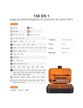 Desarmador multipuntas OP 150 piezas