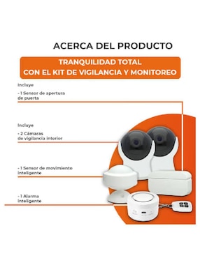 Kit 2 cámaras de seguridad Tecnolite Connect inalámbrica HD 114° visión nocturna para interior