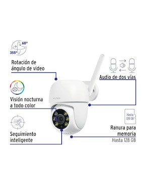 Cámara Wi-Fi de seguridad Volteck inalámbrica 2K 350° con capacidad para grabar visión nocturna para interior y exterior