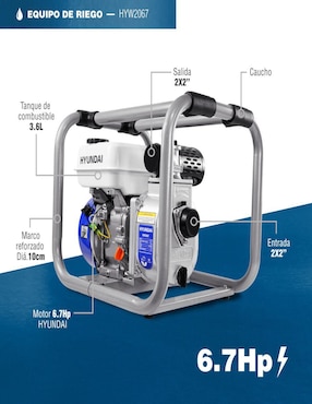 Bomba de agua motobomba hyundai 6 3/4 hp