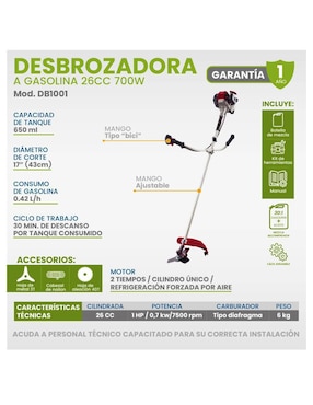 Desbrozadora a gasolina Igoto de hilo o cuchilla DB1001