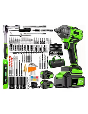 Set taladro atornillador inalámbico Likepink Tal Verde de 21 V