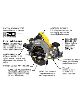 Sierra circular Stanley PAMXSBC550LIV 120 W