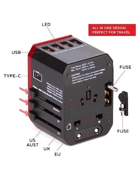 Multicontacto Ventdepot Travelxpertred de 4 contactos