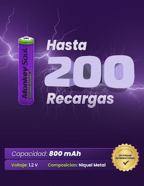 Paquete de pilas AAA níquel-metal hidruro (nimh) monkey soul 1.2 v