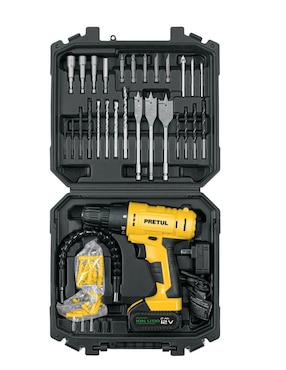 Kit taladro y brocas inalámbrico Pretul de 12 V