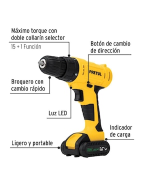 Kit taladro y brocas inalámbrico Pretul de 12 V