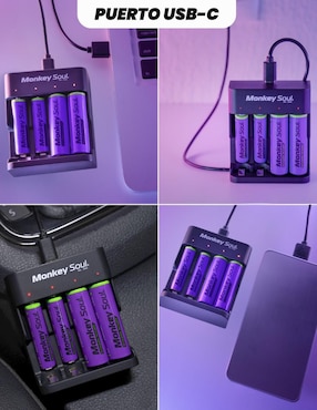 Cargador de pilas monkey soul de 5 w usb tipo c