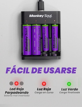Cargador de pilas monkey soul de 5 w usb tipo c