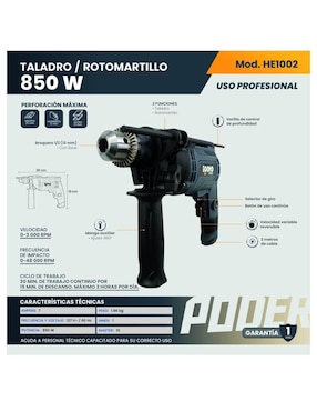 Rotomartillo y esmeril Igoto HE1002 + HE1003 850 W
