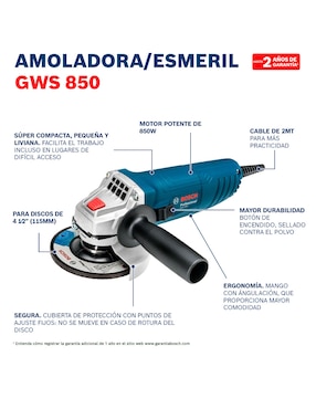 Rotomartillo y miniesmeril Bosch 06012B75G0 850 W