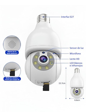 Cámara individual de seguridad Xtellar inalámbrica Full HD 360° con capacidad para grabar visión nocturna para interior