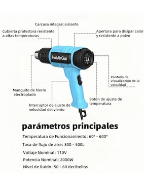 Pistola de calor Lab.G de 2000 W