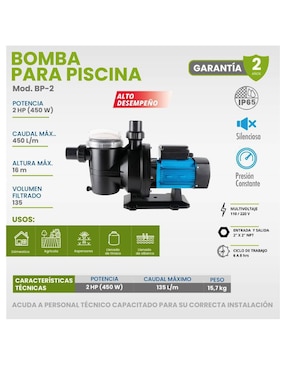 Bomba de agua alberca Igoto 2 hp
