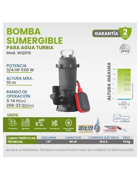 Bomba de agua sumergible Igoto 3/4 HP