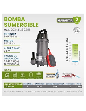 Bomba de agua sumergible Igoto 1 HP