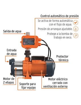 Bomba de agua multietapas Truper 3/4 HP